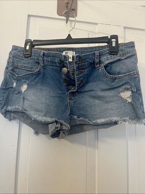 Billabong Light Blue Distressed Women's Denim Shorts